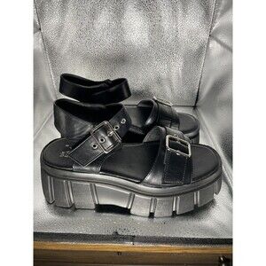 Womens Platform Lug Comfort Sandal Black - 8 Medium